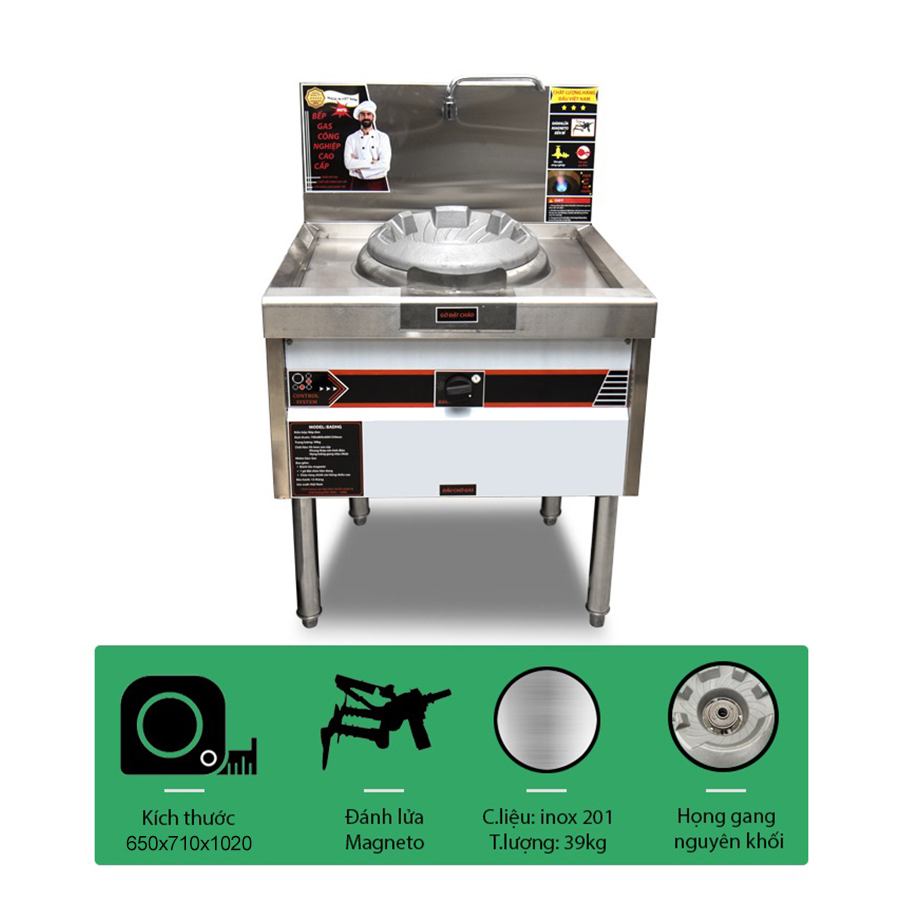 Bếp Á đơn 1 họng 1 bầu nước không quạt