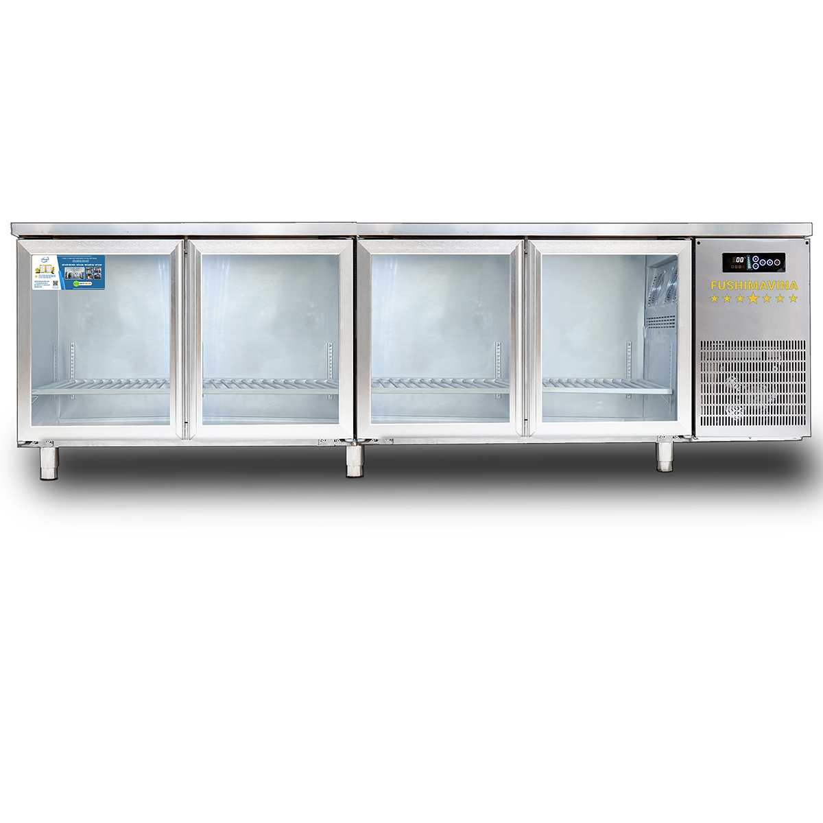 Bàn Lạnh 4 Cánh Kính 2m3 Quạt Gió