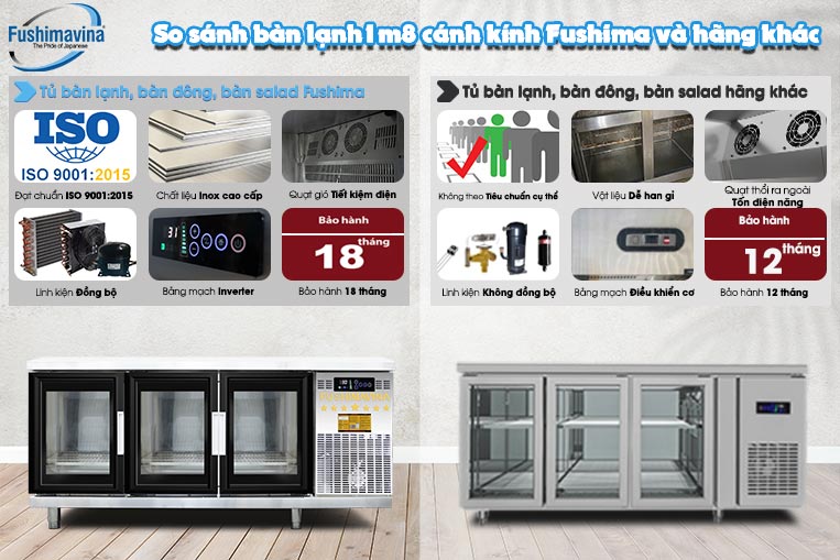 So sánh bàn lạnh với hãng khác