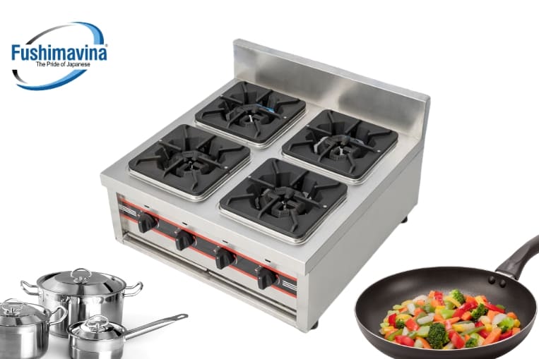 thiết kế bếp âu 4 chân thấp