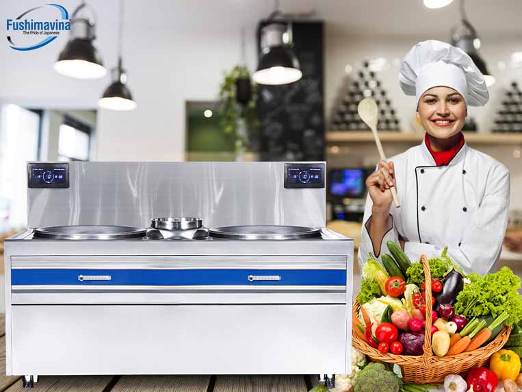 Bếp từ công nghiệp đôi 20KWx2 xào trực tiếp Fushimavina phù hợp với đa dạng mô hình kinh doanh