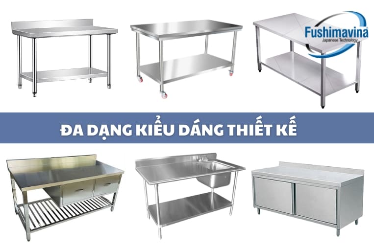 đa dạng thiết kế bàn inox công nghiệp