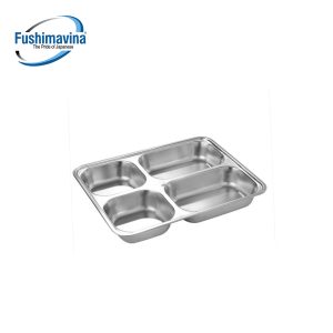 Khay cơm 4 ngăn sâu lòng 28*22*4cm inox 201