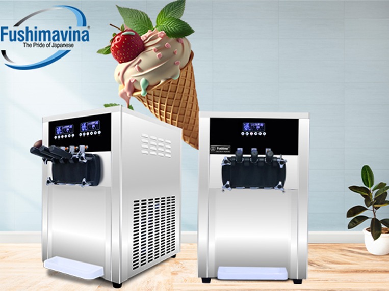 máy kem Fushima được thiết kế ở dạng đứng và dạng bàn