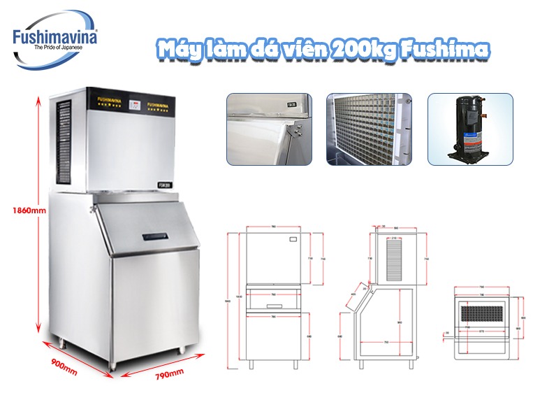 Máy làm đá viên Fushima 200kg