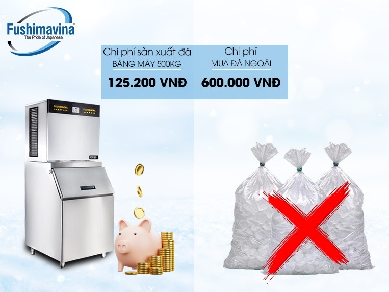 sử dụng máy làm đá viên công suất lớn tiết kiệm chi phí