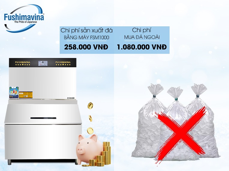 Khấu hao máy làm đá 1 tấn Fushima
