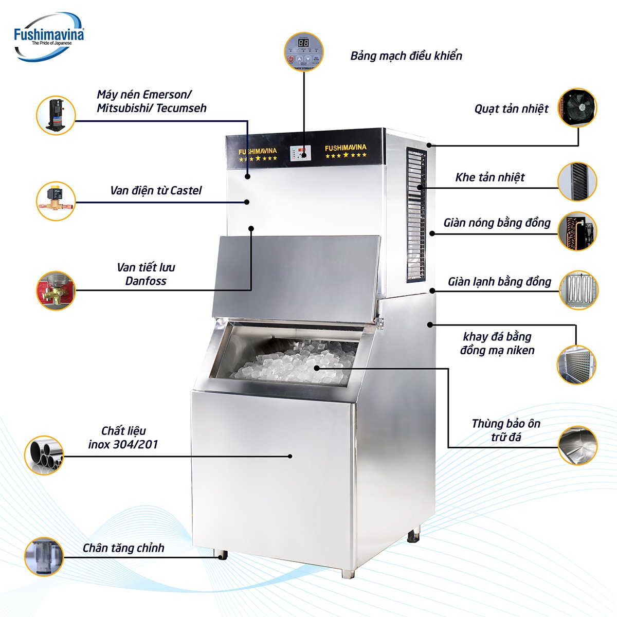 Máy làm đá viên 300kg Fushimavina - Ảnh 3