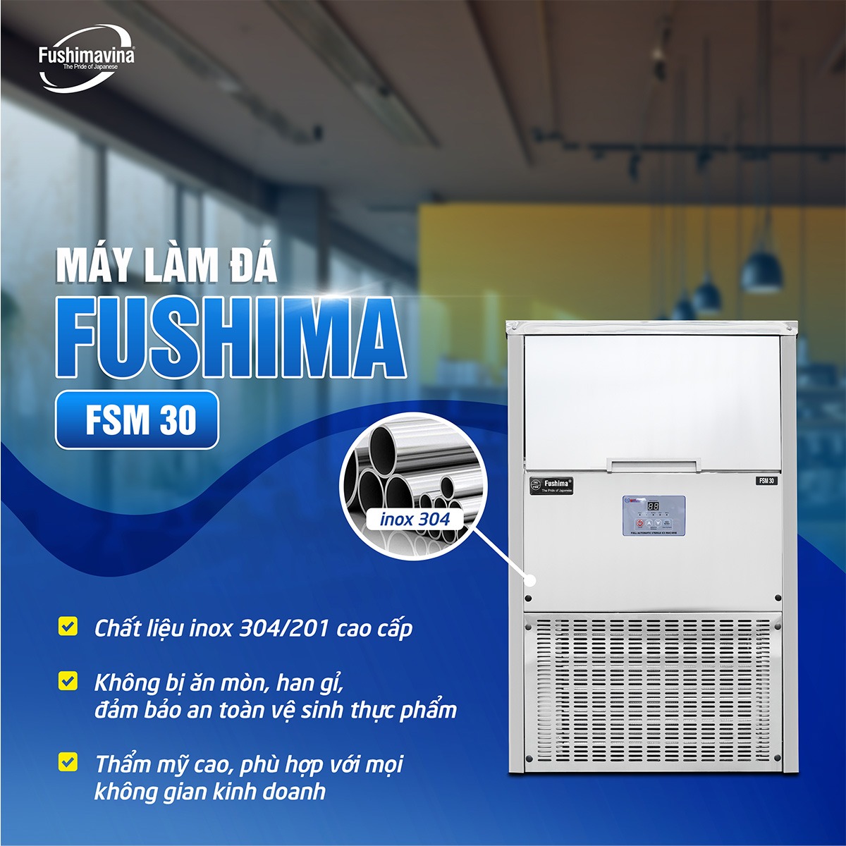 Máy làm đá viên mini 30kg Fushimavina - Ảnh 6