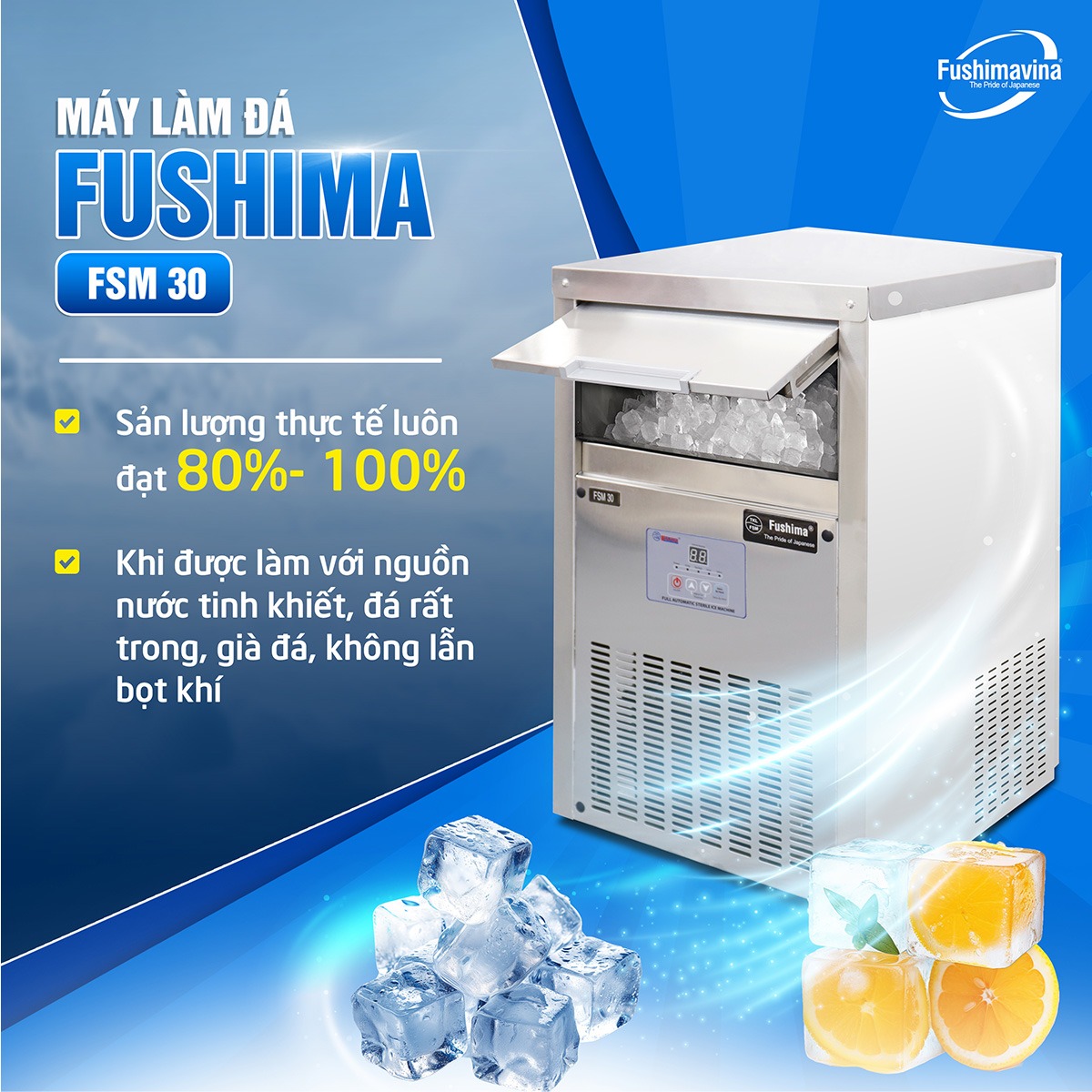 Máy làm đá viên mini 30kg Fushimavina - Ảnh 8