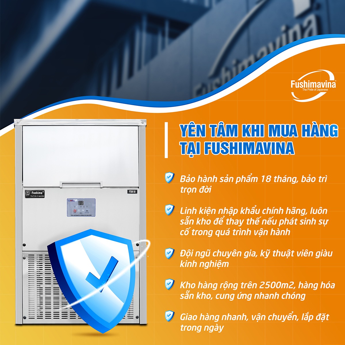 Máy làm đá viên 50kg Fushimavina - Ảnh 10