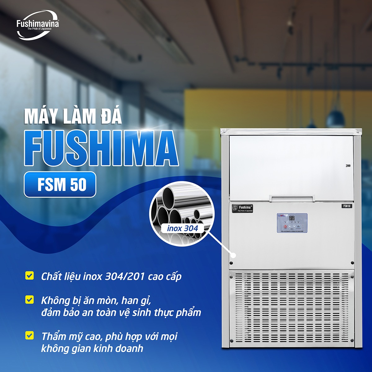 Máy làm đá viên 50kg Fushimavina - Ảnh 6