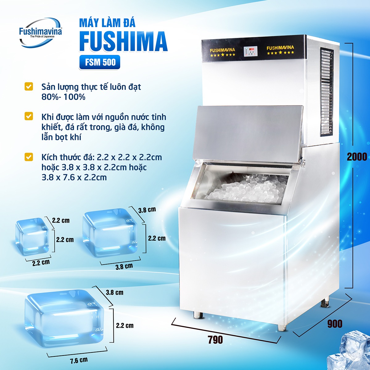 Máy làm đá viên 500kg Fushimavina - Ảnh 5