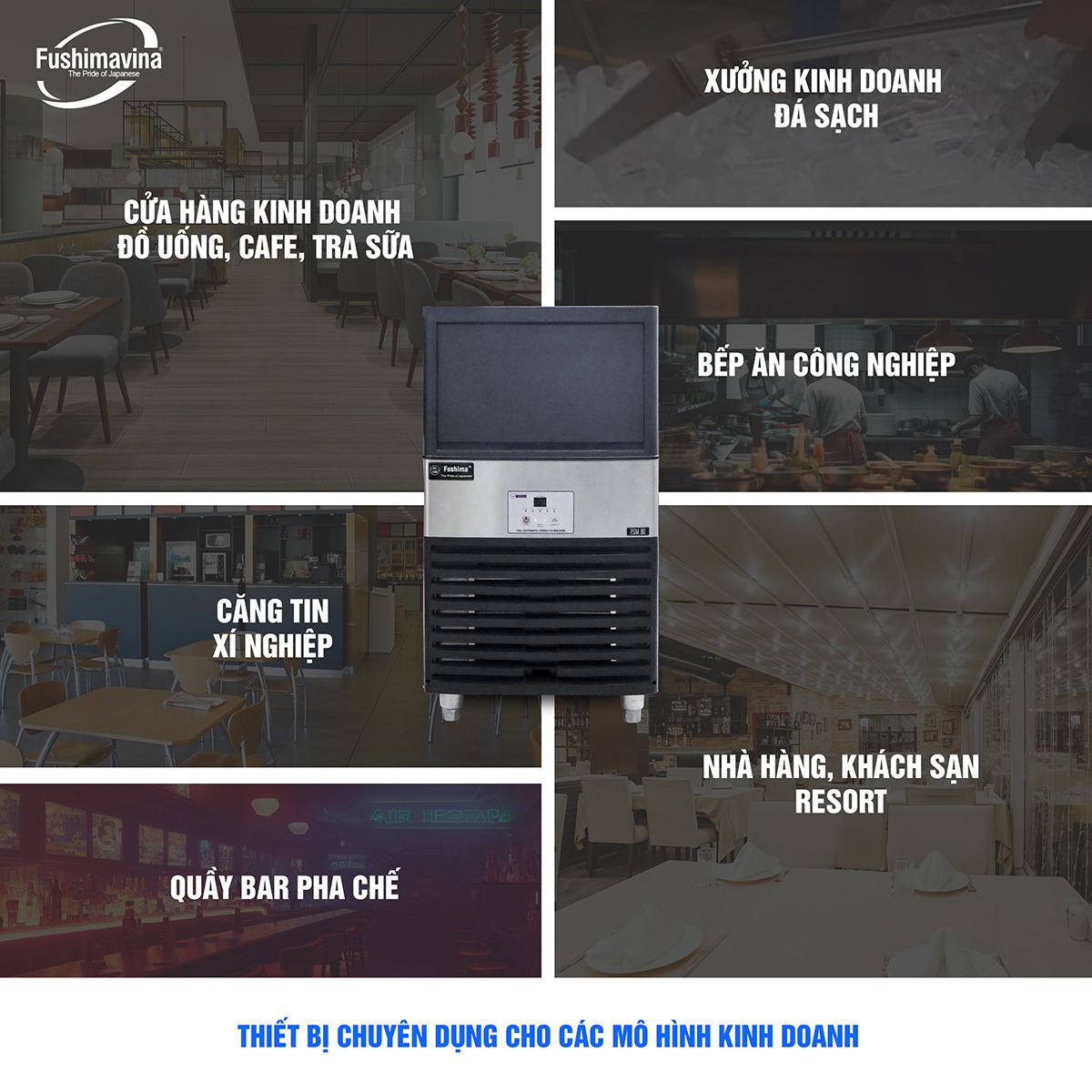 Máy làm đá viên 80kg Fushimavina - Ảnh 9