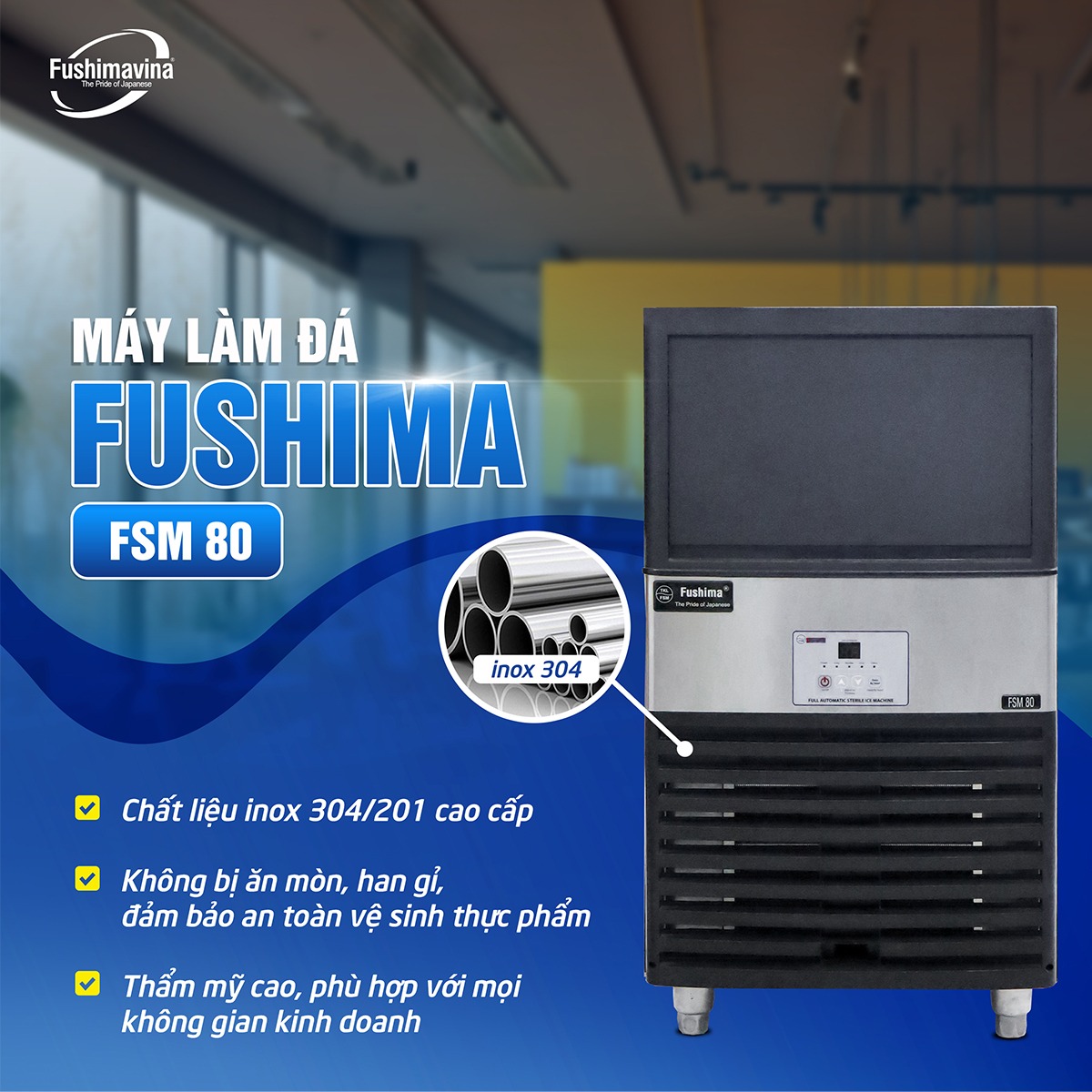 Máy làm đá viên 80kg Fushimavina - Ảnh 7