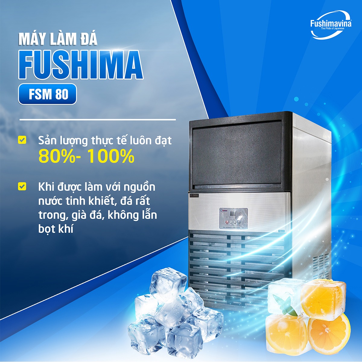 Máy làm đá viên 80kg Fushimavina - Ảnh 8