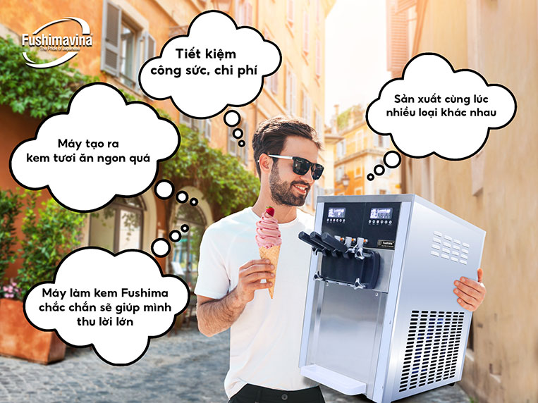 Đầu tư máy làm kem tươi 3 máy nén dạng bàn Fushima thu hồi vốn theo ngày