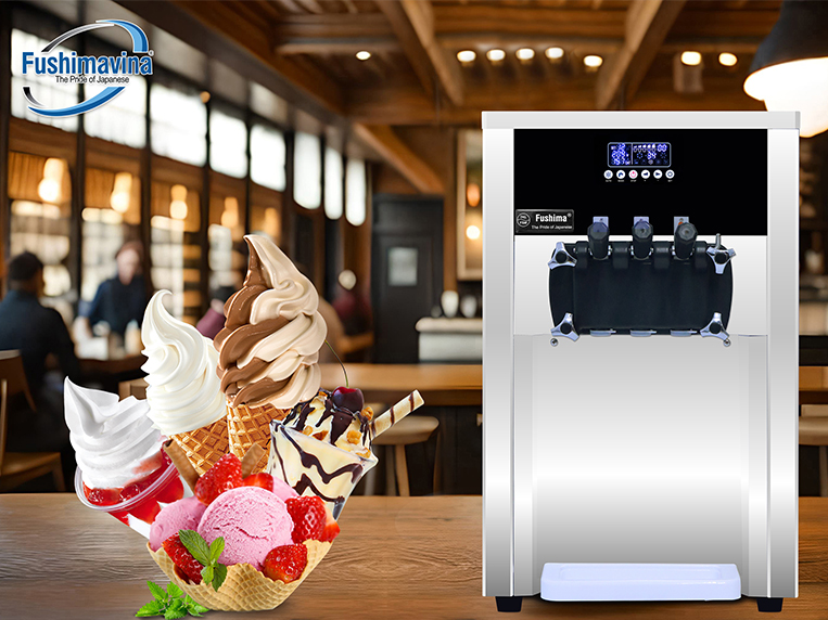 Máy làm kem tươi cao cấp 2 máy nén dạng bàn Fushima