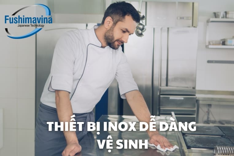 chất liệu inox giúp bếp dễ dàng vệ sinh