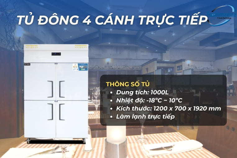 tủ đông 4 cánh lạnh trực tiếp
