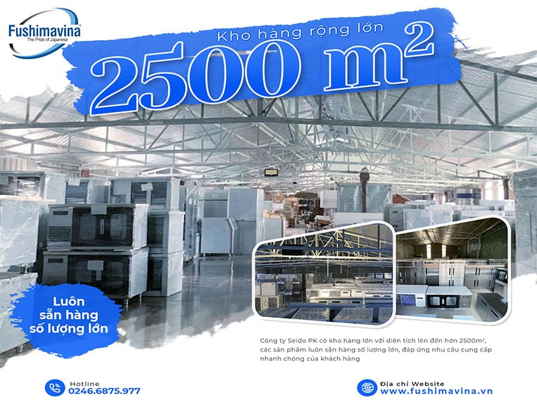 Kho hàng rộng lớn 2500 mét vuông đa dạng hàng hóa cung ứng