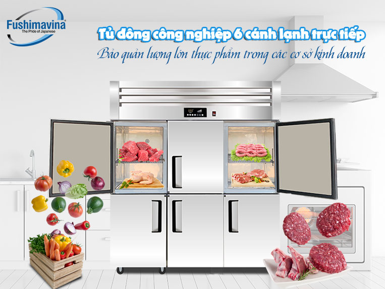 Tủ đông 6 cánh phù hợp với những cơ sở kinh doanh, bếp ăn, căng tin,...