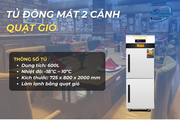 tủ đông mát 2 cánh quạt gió