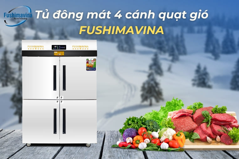 tủ đông mát 4 cánh lạnh quạt gió