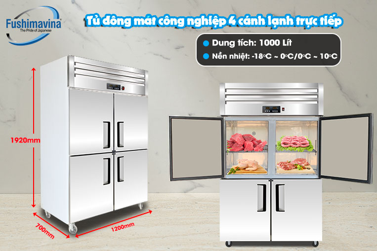 Ưu điểm nổi bật của tủ lạnh công nghiệp 4 cánh lạnh trực tiếp Fushima