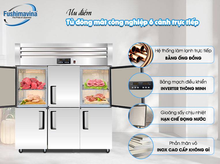Ưu điểm hội tụ của tủ đông mát 6 cánh Fushima