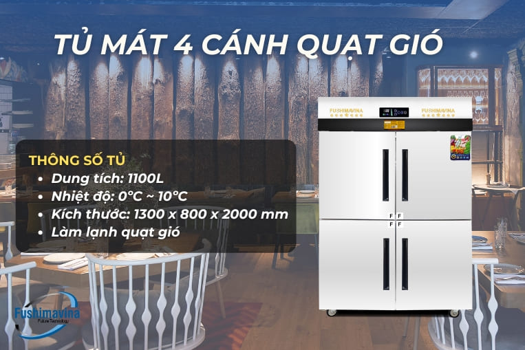 tủ mát 4 cánh quạt gió