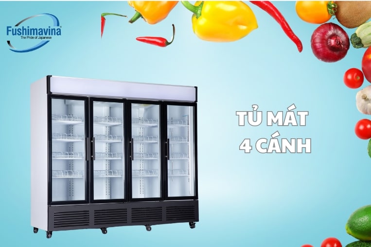 tủ mát 4 cánh cho mô hình kinh doanh cực lớn