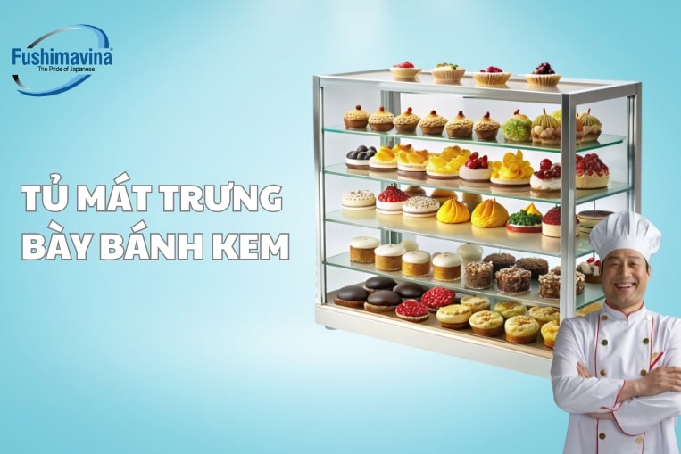 tủ trưng bày bánh kem cho nhà hàng siêu thị